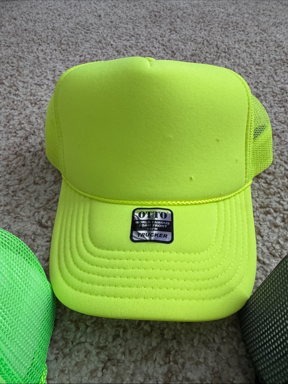 OTTO Trucker Hats in Neon Lime, Neon Yellow & Charcoal - Picture 3 of 3